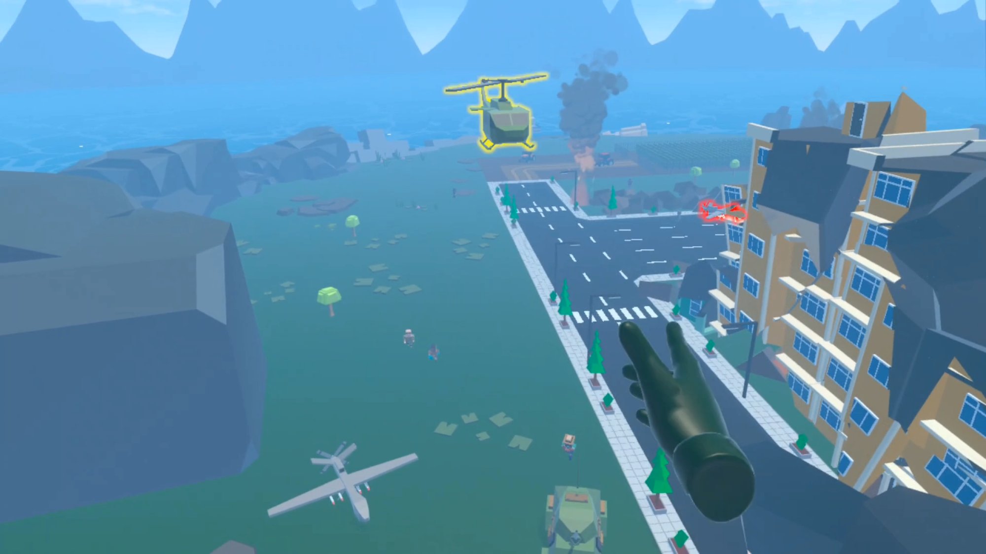 Sunset helicopter chase